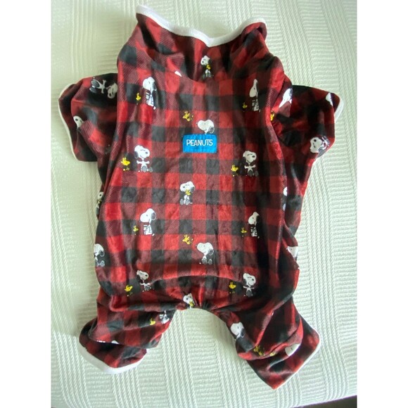 Snoopy Peanuts Dog Pajamas red and black plaid Berkshire Pet collection Medium - Picture 10 of 11